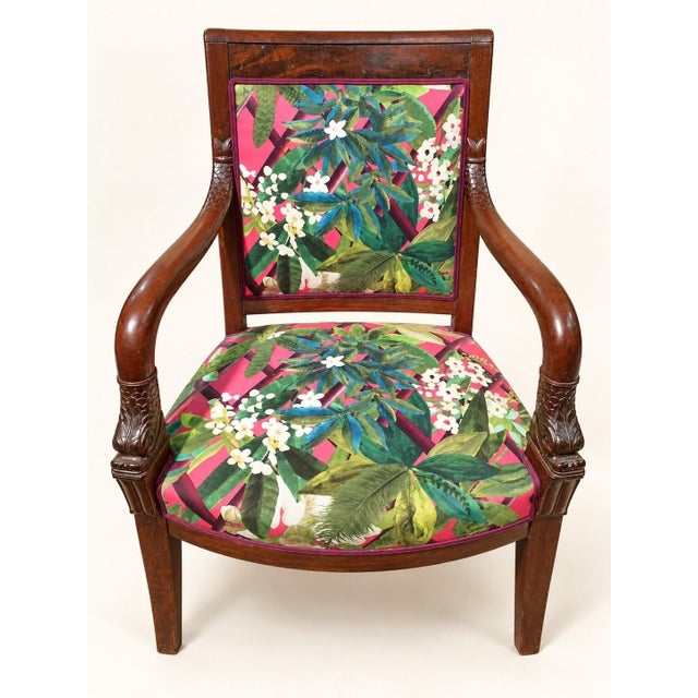 19th Century Restoration Mahogany Armchair with Dolphin Heads and Swan Neck For Sale - Image 6 of 6