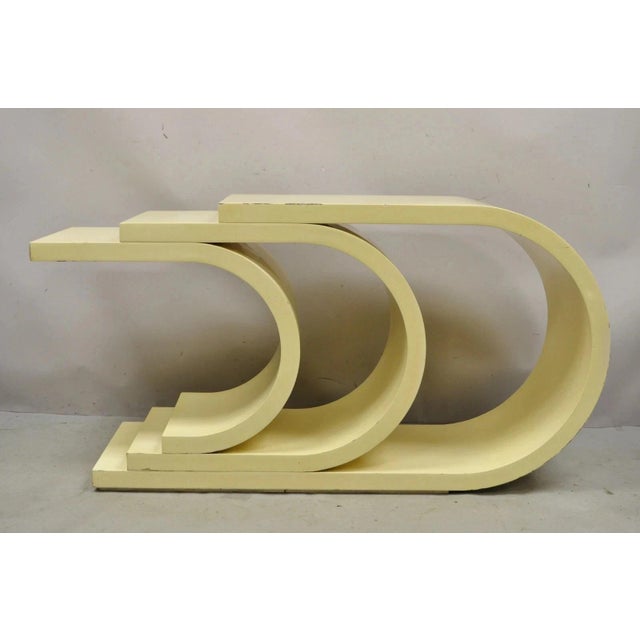 Mid-Century Modern Vintage Modern Triple "C" Bone Lacquer Sculptural Springer Style Console Table For Sale - Image 3 of 11