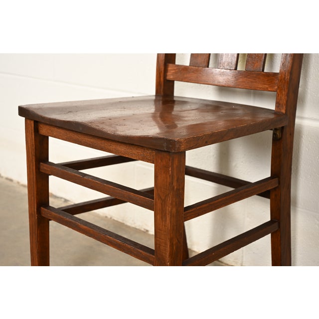 Limbert Style Antique Mission Oak Arts & Crafts Side Chairs or Dining Chairs, Set of Three For Sale - Image 10 of 14