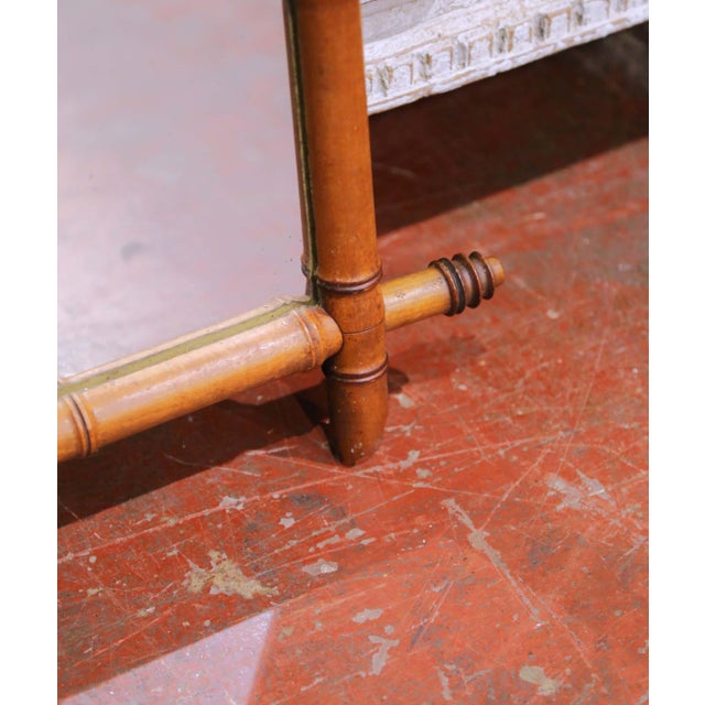 Early 20th Century French Faux Bamboo Walnut Wall Mirror With Finials For Sale - Image 4 of 6