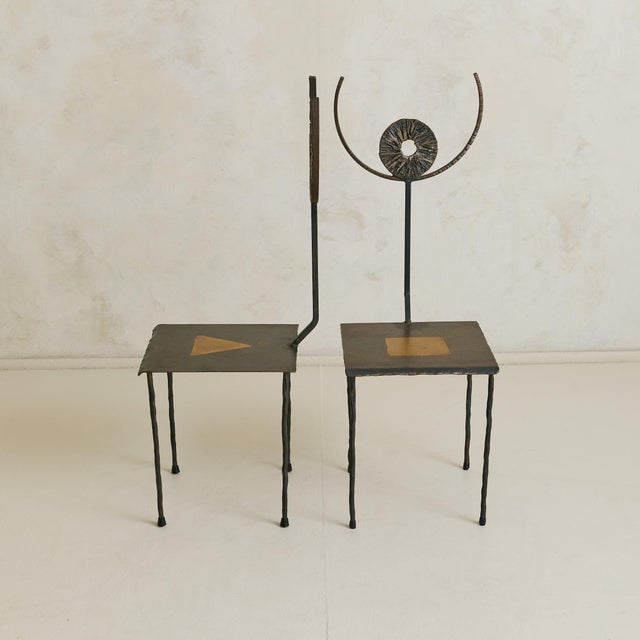 Metal French Brutalist Iron Accent Chair by Jean-Jacques Argueyrolles, 1990s For Sale - Image 7 of 8