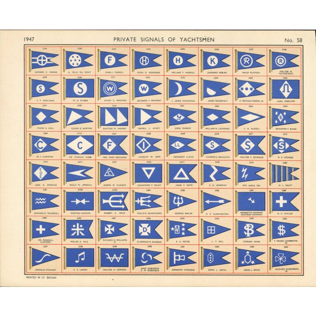 Nautical Original Lloyd's Register of Yachts "Private Signals of Yachtsmen" Reference Pages – Set of 4 – Year 1947 Group G For Sale - Image 3 of 5