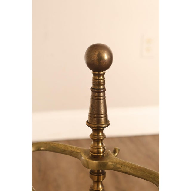 Traditional Brass Fireplace Four-Piece Tool Set For Sale - Image 11 of 18