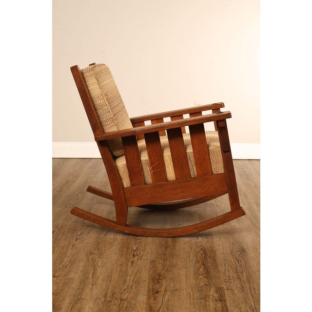 Antique Lifetime Arts And Crafts Oak Rocking Chair For Sale - Image 14 of 18