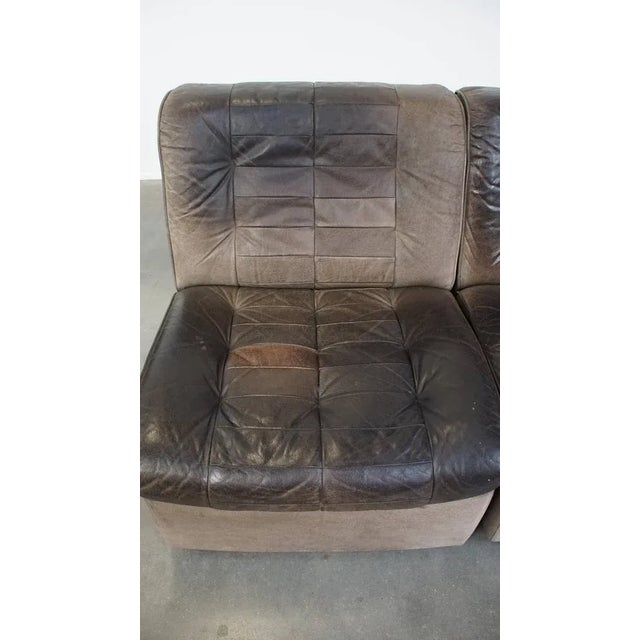 Animal Skin Grey Leather Modular Sofa, 1970s, Set of 2 For Sale - Image 7 of 15