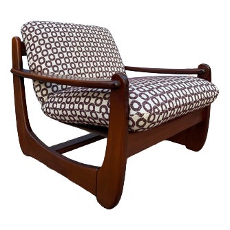 Mahogany Armchair with Aubergine Circular Pattern For Sale