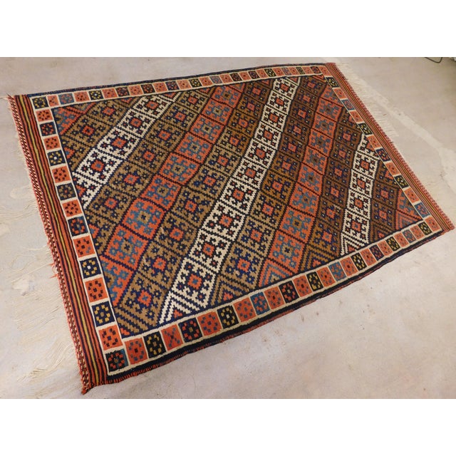 1980s A Polychrome Kilim Flatweave Rug. 4'6"x 6'4" For Sale - Image 11 of 12
