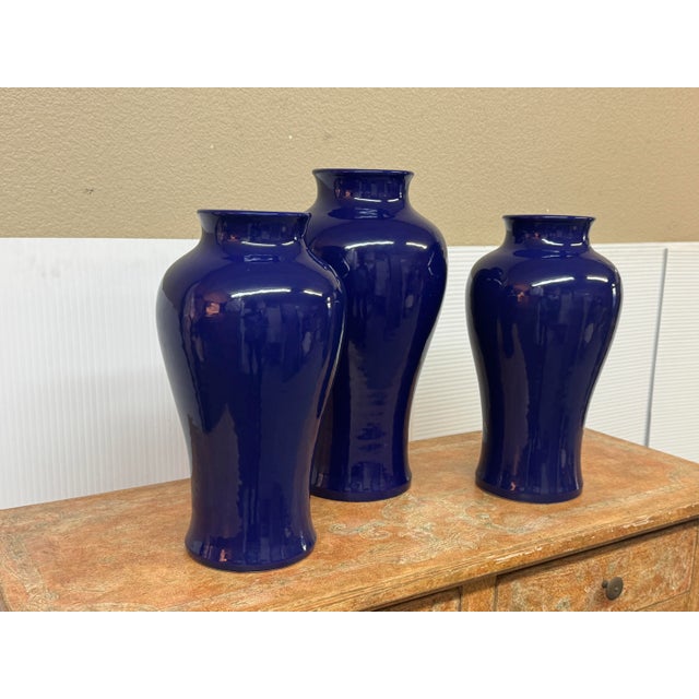 Martino Interiors Short Neck Kwan-Yin Ceramic Vases, Set of Three For Sale In San Francisco - Image 6 of 11