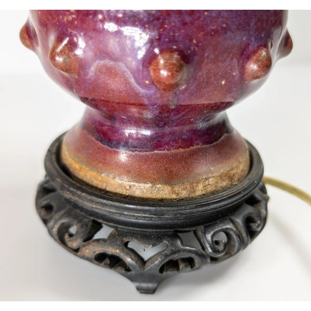 Mid-Century Chinese Style Flambe French or American Art Pottery Table Lamp For Sale - Image 11 of 17