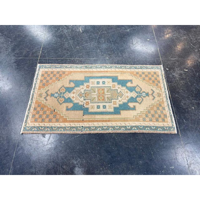 Turkish Turkish Mini Rug Oriental Hand Knotted Vintage Rug 1'8" x 2'11" #17088 For Sale - Image 3 of 8