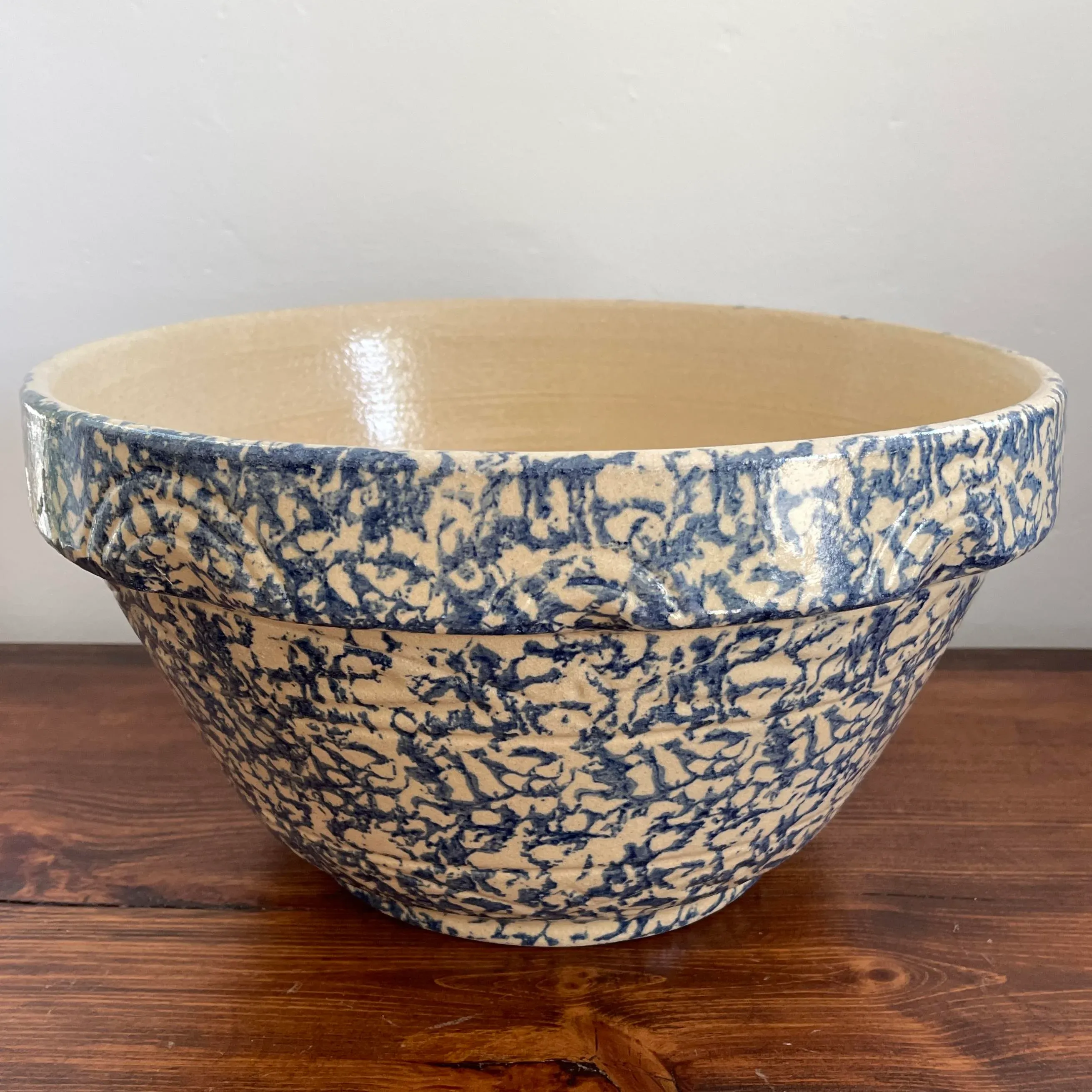 Large Vintage R R P Stoneware Bowl | Chairish