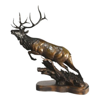 James Stafford "Flight" Bronze Elk Sculpture For Sale