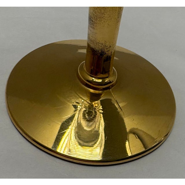 Mid 20th Century Mid-Century Modern European Gold Gilt Champagne Flutes With Autumn Leaf Motif - Set of 2 For Sale - Image 4 of 6