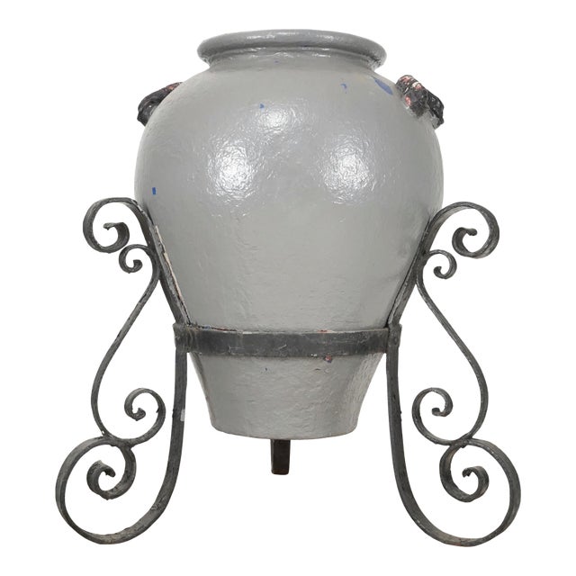 Mid 20th Century Grand Scale Spanish Revival Gray Concrete Garden Planter For Sale