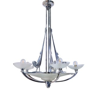 Ceiling Lamp with Bird Motif with Original Chrome Plating, 1930s For Sale