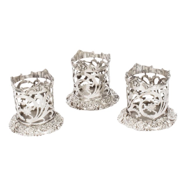 Antique Victorian Coasters Wine Bottle Holders, Set of 3 For Sale