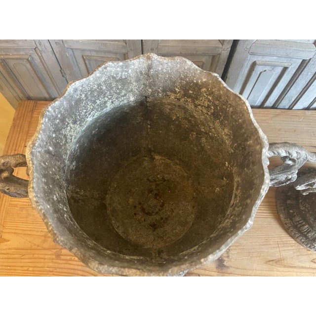 Gray French Aluminum Garden Vases, 1886, Set of 2 For Sale - Image 8 of 18