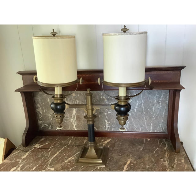 Metal 1970s Mid-Century Modern Chapman Brass 2 Light Desk Lamp For Sale - Image 7 of 14