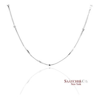 18k 750 Solid White Gold Natural Diamond Chain Necklace For Sale