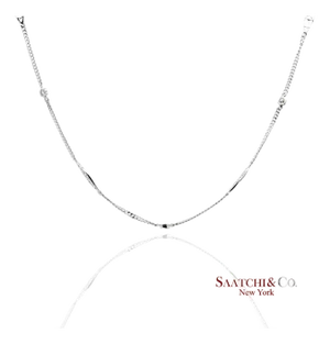 18k 750 Solid White Gold Natural Diamond Chain Necklace
