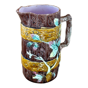 Antique English Majolica Faux Bois Pitcher