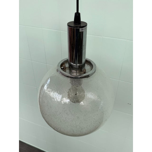 Vintage Industrial Italian Pendant Light in Pulegoso Glass Sphere, 1960s For Sale - Image 11 of 16