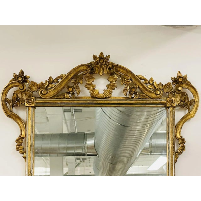French Italian Wall, Console, Mantle or Pier Mirror. 1930s. Gilt Gold, Carved For Sale - Image 3 of 9