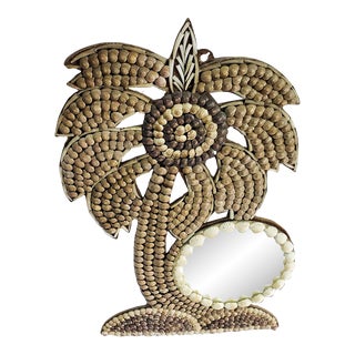 Vintage Shell Palm Tree Mirror For Sale