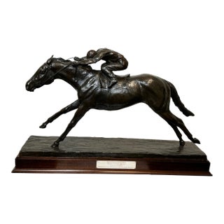 First Edition Bronze Race Horse Dunfermline Jockey Willie Carson Sculpture by Phillip Blacker Dated 2002 For Sale