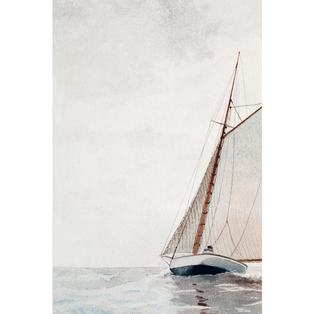 Traditional Sailing Off Gloucester, Vintage Art Print Reproduction, 24" × 18" For Sale - Image 3 of 5