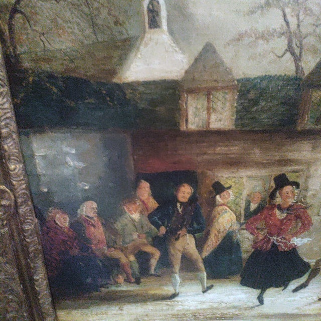 Realism 19th Large Primitive Landscape Painting Signed /Dated 1846 O/C With Original Magnificent Caved Frame For Sale - Image 3 of 7