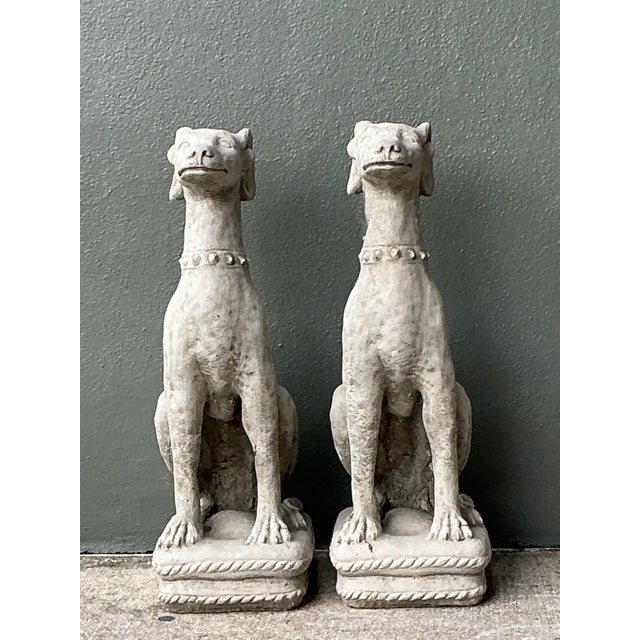 Hollywood Regency Vintage Cast Concrete Dogs - A Pair For Sale - Image 3 of 12