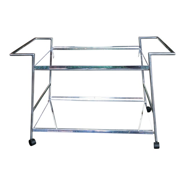 1970s Vintage Lucite and Chrome Bar Cart For Sale