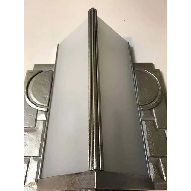 Glass Pair of Geometric French Art Deco Wall Sconces For Sale - Image 7 of 9
