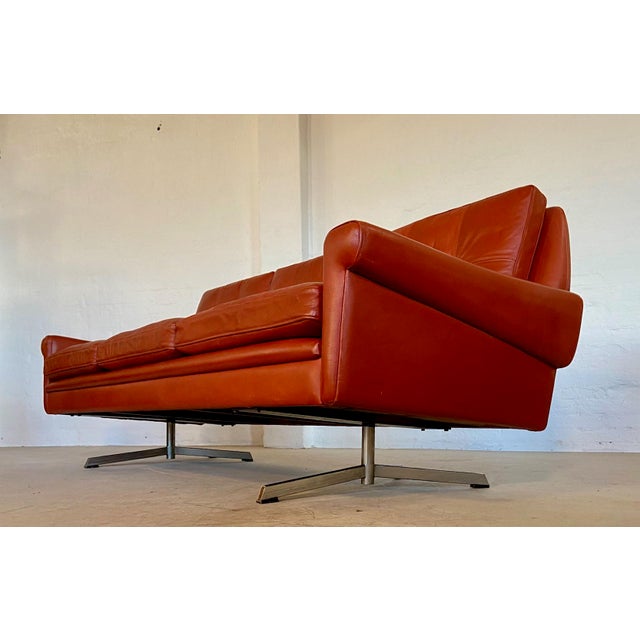 1960s Danish 3-Seater Sofa in Cognac Leather and Chrome by Svend Skipper, 1960s For Sale - Image 5 of 18
