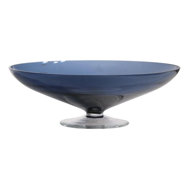 Mid Century Art Glass Footed Centerpiece Bowl For Sale