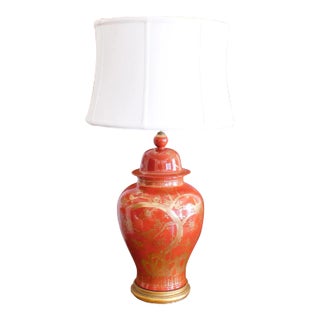 Chinese Red and Gilt Decorated Ginger Jar Lamp For Sale