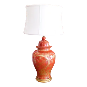 Chinese Red and Gilt Decorated Ginger Jar Lamp
