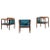 Blue Easy Chairs in Rosewood and Original Fabric attributed to Illum Wikkelsø, 1964, Set of 3 For Sale - Image 8 of 8