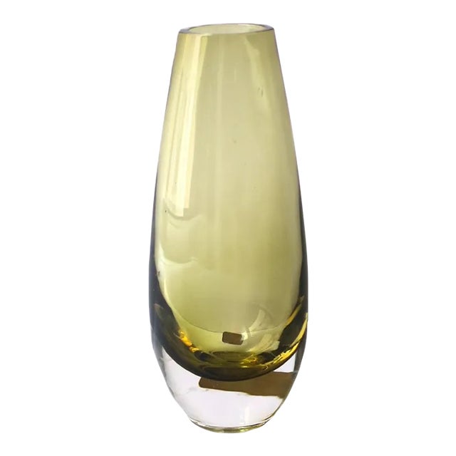 Swedish Yellow Glass Vase For Sale