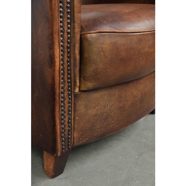Vintage Sheepskin Club Armchair For Sale - Image 12 of 13