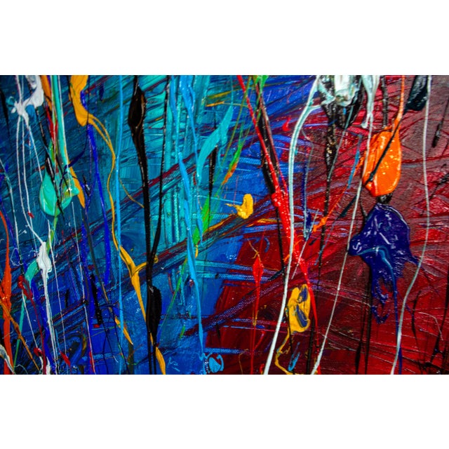 Textile “Ethereal Sapphyr – Abstract Expressionism” 48 X 36 In., Acrylic on Canvas (2020) For Sale - Image 7 of 8