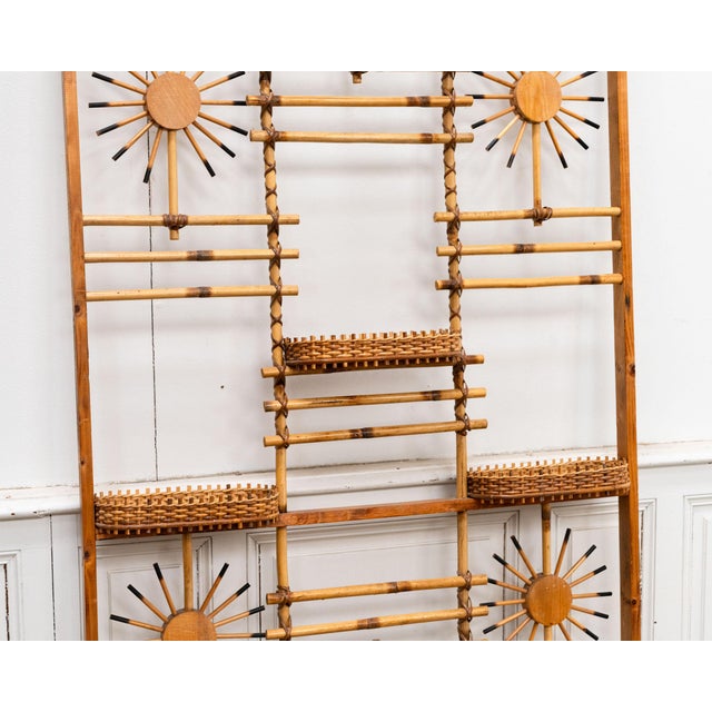 Wood Vintage Rattan Screen with Sunburst, 1950s For Sale - Image 7 of 13