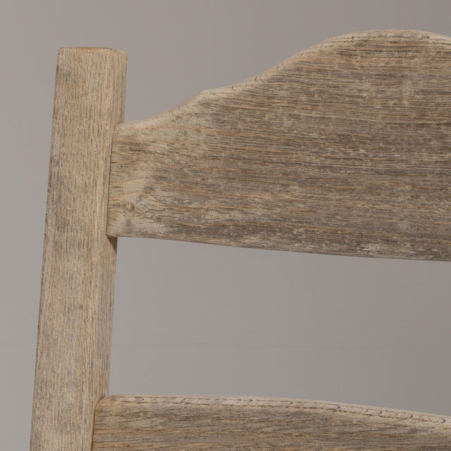 Mid-Century Modern Set of Six 1970s French Beige Oak Dining Chairs with Upholstered Seats For Sale - Image 3 of 15