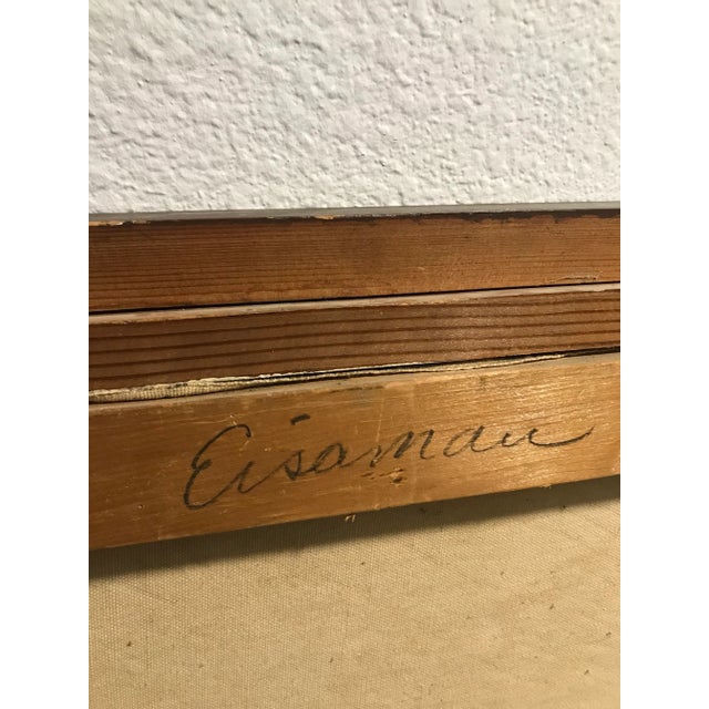 Monumental Mid Century Signed (Eisaman?) and Framed Cubism Still-Life Oil Painting For Sale In Boise - Image 6 of 10