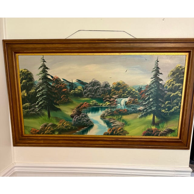 Wood 1960s Large Original Oil Painting by Mamie Sherlock For Sale - Image 7 of 12