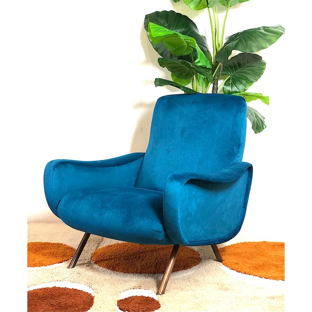 1950s Cobalt Blue Lady Armchair by Marco Zanuso for Arflex, Italy, 1955 For Sale - Image 5 of 14
