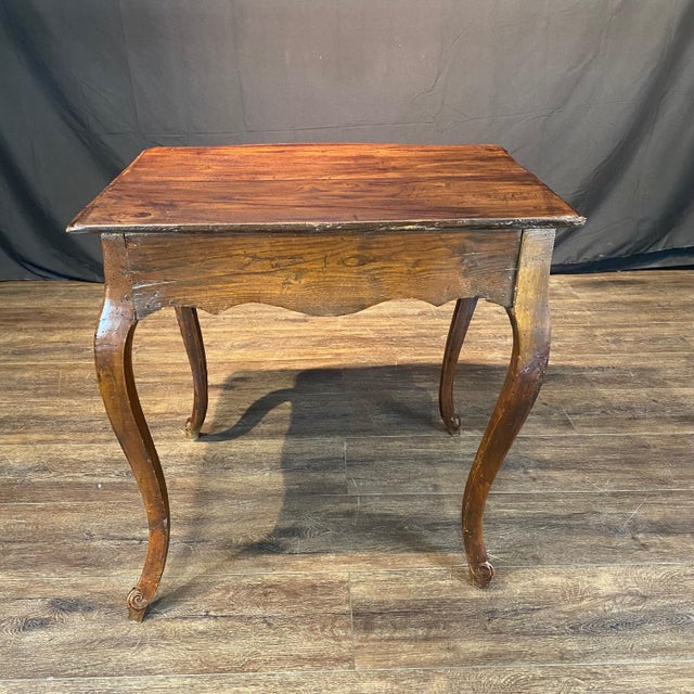 French French Early Carved Louis XV Walnut Side Table For Sale - Image 3 of 10