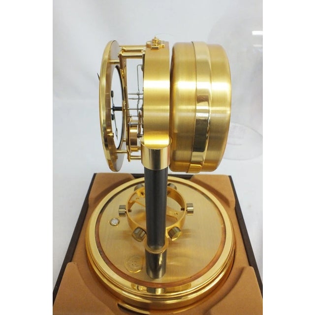 VTG Jeager Lecoultre Atmos 150th Anniversary Clock Gilt Brass Box & Glass Dome For Sale - Image 11 of 18