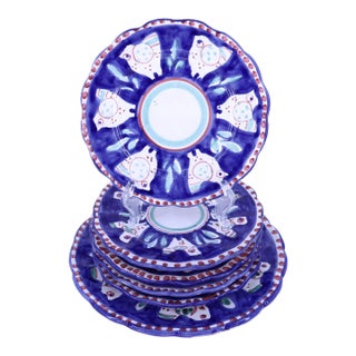 Vintage Vietri Solimene Campagna Chicken Plates - Set of 6 For Sale